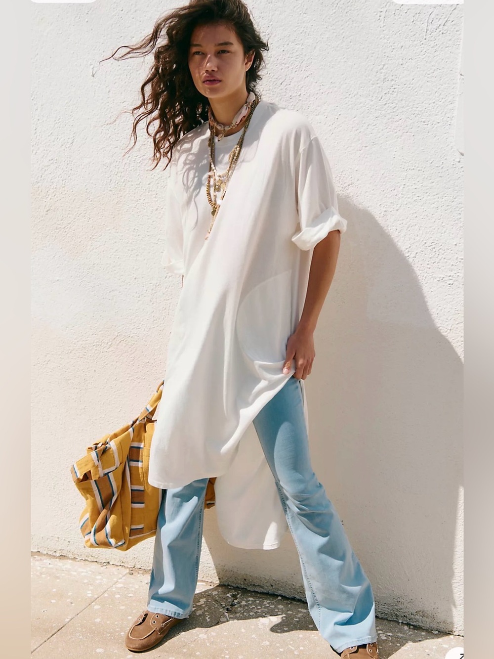 Free People Chrissa Midi T-Shirt Dress in White